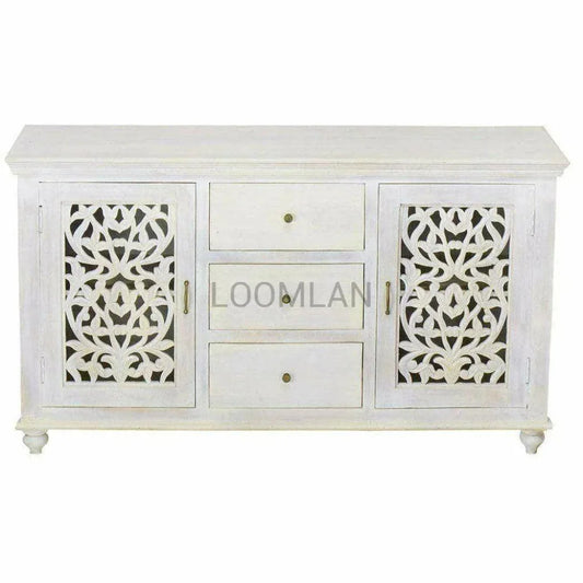 White bohemian sideboard with 3 drawers - LOOMLAN - LOOMLAN - Sideboards