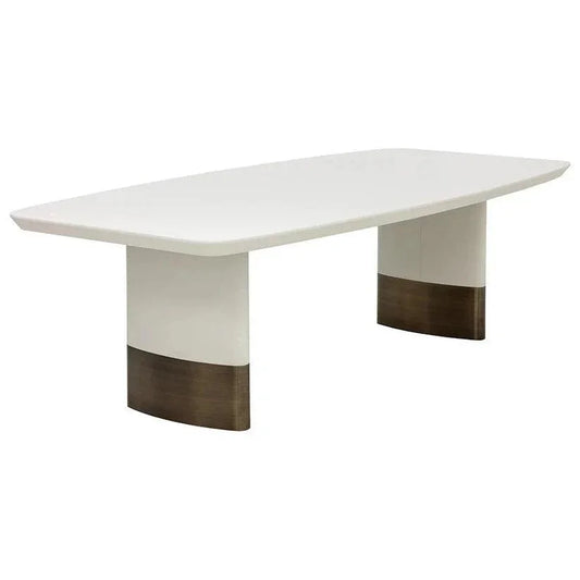 Calida Dining Table 98" Cream Faux Leather-Dining Tables-SUNPAN-LOOMLAN