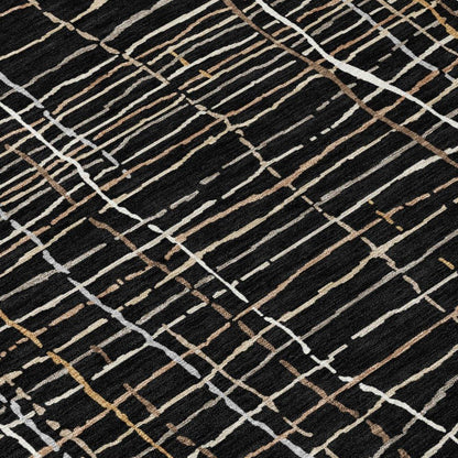 Calista Black Washable Indoor-Outdoor Rug-Outdoor Rugs-LOOMLAN Rugs-LOOMLAN