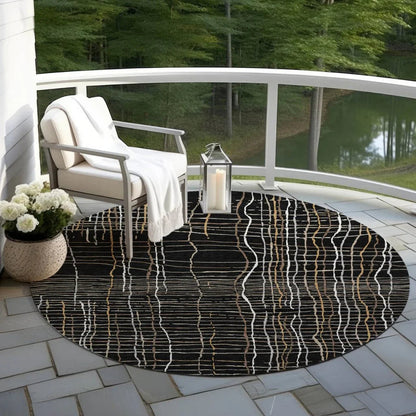 Calista Black Washable Indoor-Outdoor Rug-Outdoor Rugs-LOOMLAN Rugs-LOOMLAN