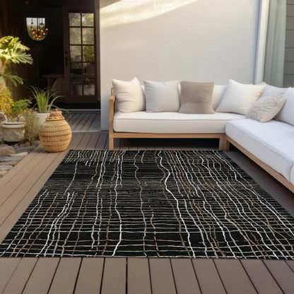 Calista Black Washable Indoor-Outdoor Rug-Outdoor Rugs-LOOMLAN Rugs-LOOMLAN