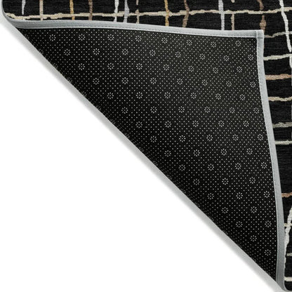 Calista Black Washable Indoor-Outdoor Rug-Outdoor Rugs-LOOMLAN Rugs-LOOMLAN