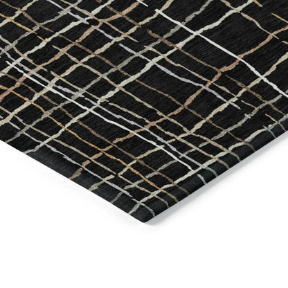 Calista Black Washable Indoor-Outdoor Rug-Outdoor Rugs-LOOMLAN Rugs-LOOMLAN