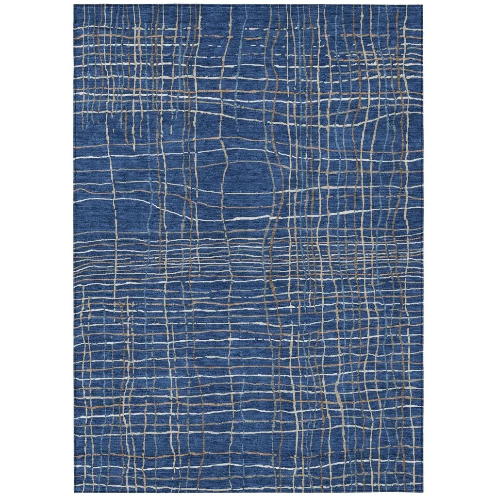 Calista Blue Washable Indoor-Outdoor Rug-Outdoor Rugs-LOOMLAN Rugs-2'6" x 3'10"-LOOMLAN
