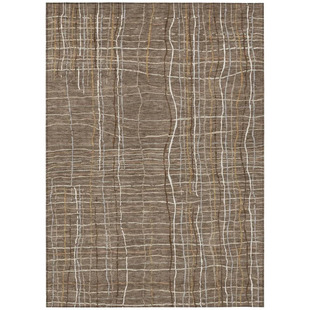 Calista Brown Washable Indoor-Outdoor Rug-Outdoor Rugs-LOOMLAN Rugs-2'6" x 3'10"-LOOMLAN