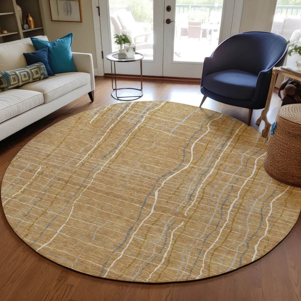 Calista Gold Washable Indoor-Outdoor Rug-Outdoor Rugs-LOOMLAN Rugs-LOOMLAN