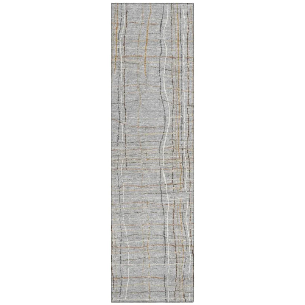 Calista Gray Washable Indoor-Outdoor Rug-Outdoor Rugs-LOOMLAN Rugs-2'3" x 7'6"-LOOMLAN