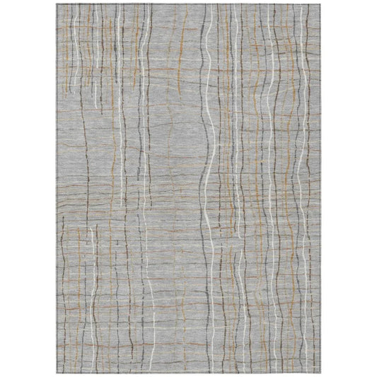 Calista Gray Washable Indoor-Outdoor Rug-Outdoor Rugs-LOOMLAN Rugs-2'6" x 3'10"-LOOMLAN