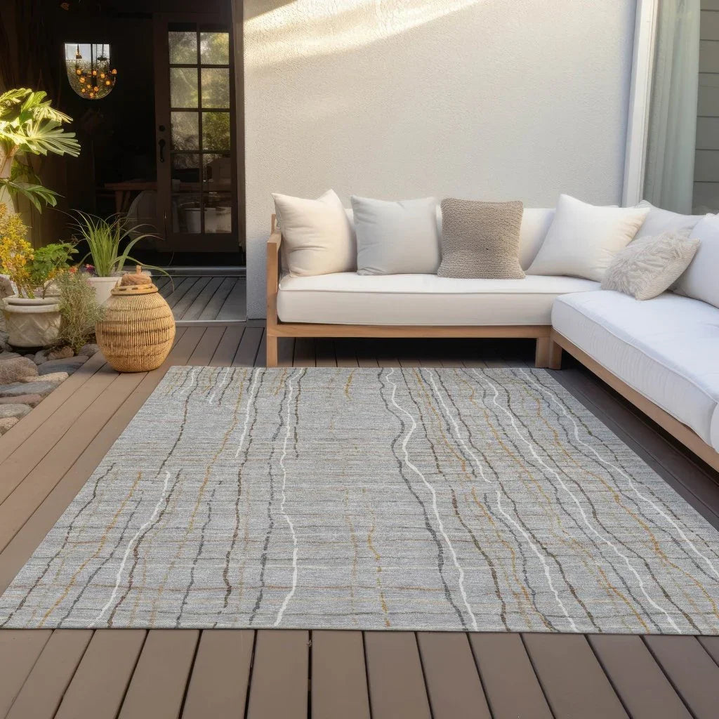 Calista Gray Washable Indoor-Outdoor Rug-Outdoor Rugs-LOOMLAN Rugs-LOOMLAN