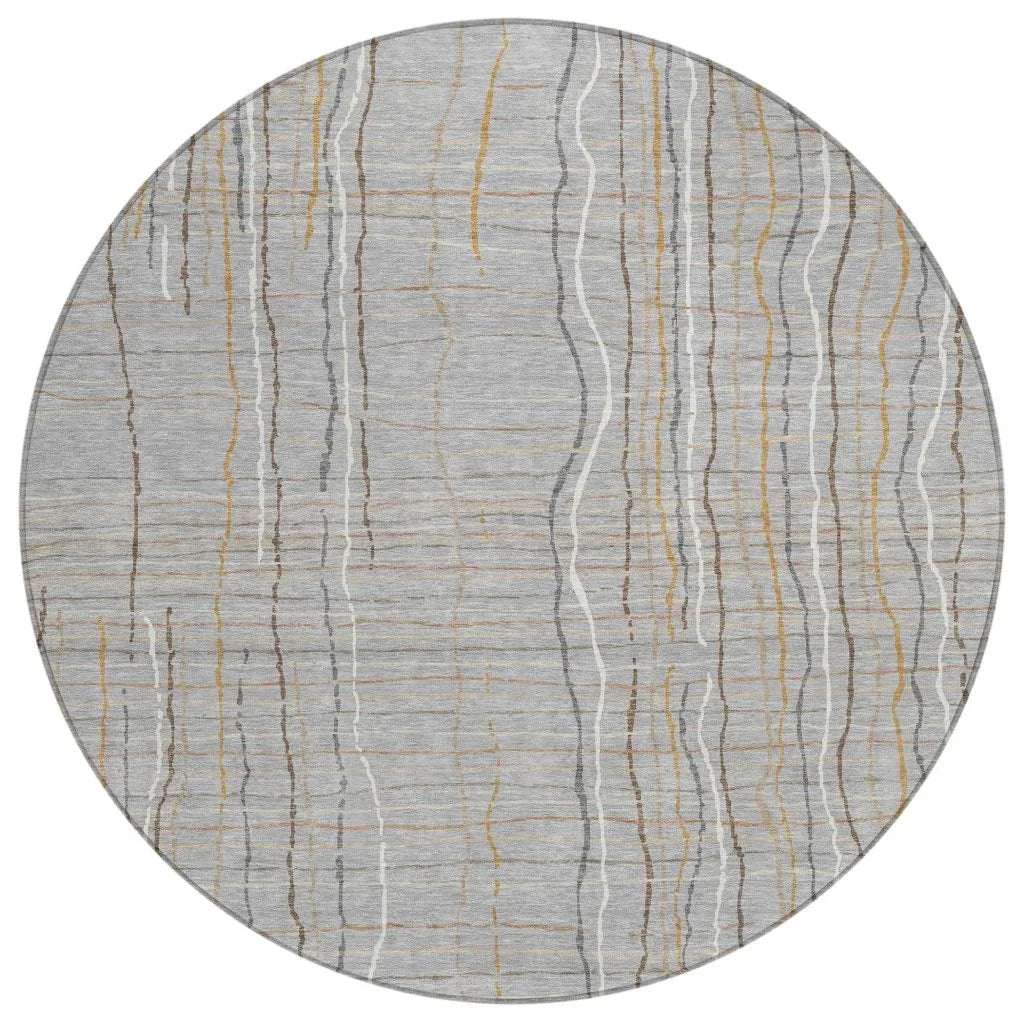 Calista Gray Washable Indoor-Outdoor Rug-Outdoor Rugs-LOOMLAN Rugs-8' x 8'-LOOMLAN