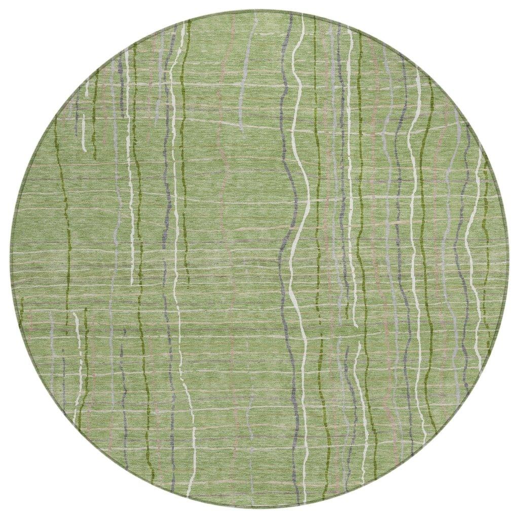 Calista Green Washable Indoor-Outdoor Rug-Outdoor Rugs-LOOMLAN Rugs-8' x 8'-LOOMLAN