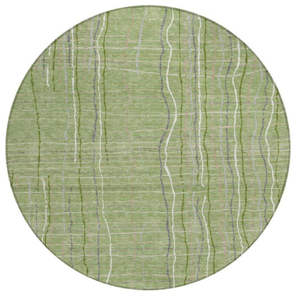 Calista Green Washable Indoor-Outdoor Rug-Outdoor Rugs-LOOMLAN Rugs-8' x 8'-LOOMLAN