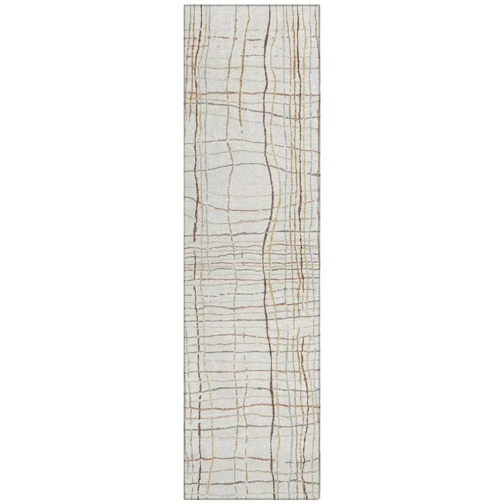 Calista Ivory Washable Indoor-Outdoor Rug-Outdoor Rugs-LOOMLAN Rugs-2'3" x 7'6"-LOOMLAN