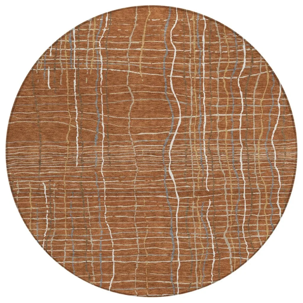 Calista Orange Washable Indoor-Outdoor Rug-Outdoor Rugs-LOOMLAN Rugs-8' x 8'-LOOMLAN