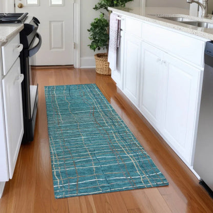 Calista Teal Washable Indoor-Outdoor Rug-Outdoor Rugs-LOOMLAN Rugs-LOOMLAN