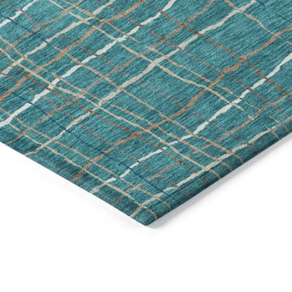 Calista Teal Washable Indoor-Outdoor Rug-Outdoor Rugs-LOOMLAN Rugs-LOOMLAN