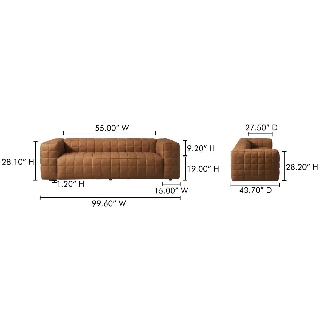 Callan Modern Aniline Leather Sofa - LOOMLAN - Moe's Home - Sofas & Loveseats