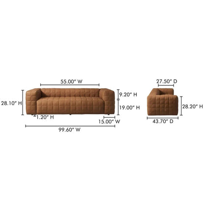 Callan Modern Aniline Leather Sofa - LOOMLAN - Moe's Home - Sofas & Loveseats