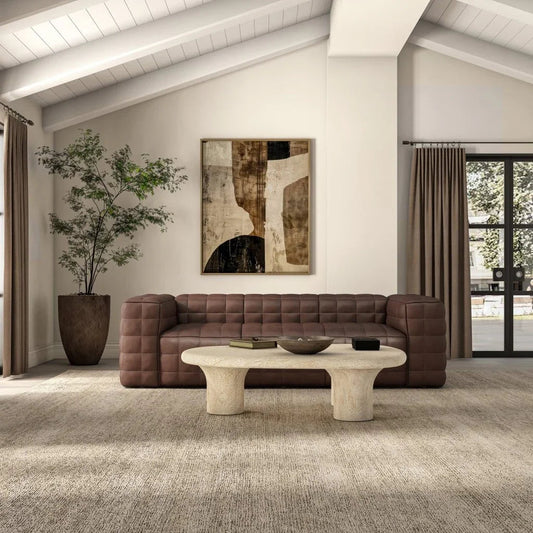 Callan Modern Aniline Leather Sofa - LOOMLAN - Moe's Home - Sofas & Loveseats