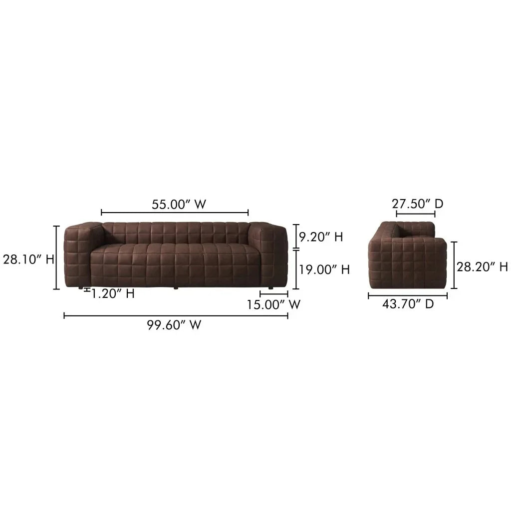 Callan Modern Aniline Leather Sofa - LOOMLAN - Moe's Home - Sofas & Loveseats