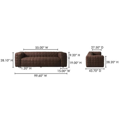 Callan Modern Aniline Leather Sofa - LOOMLAN - Moe's Home - Sofas & Loveseats