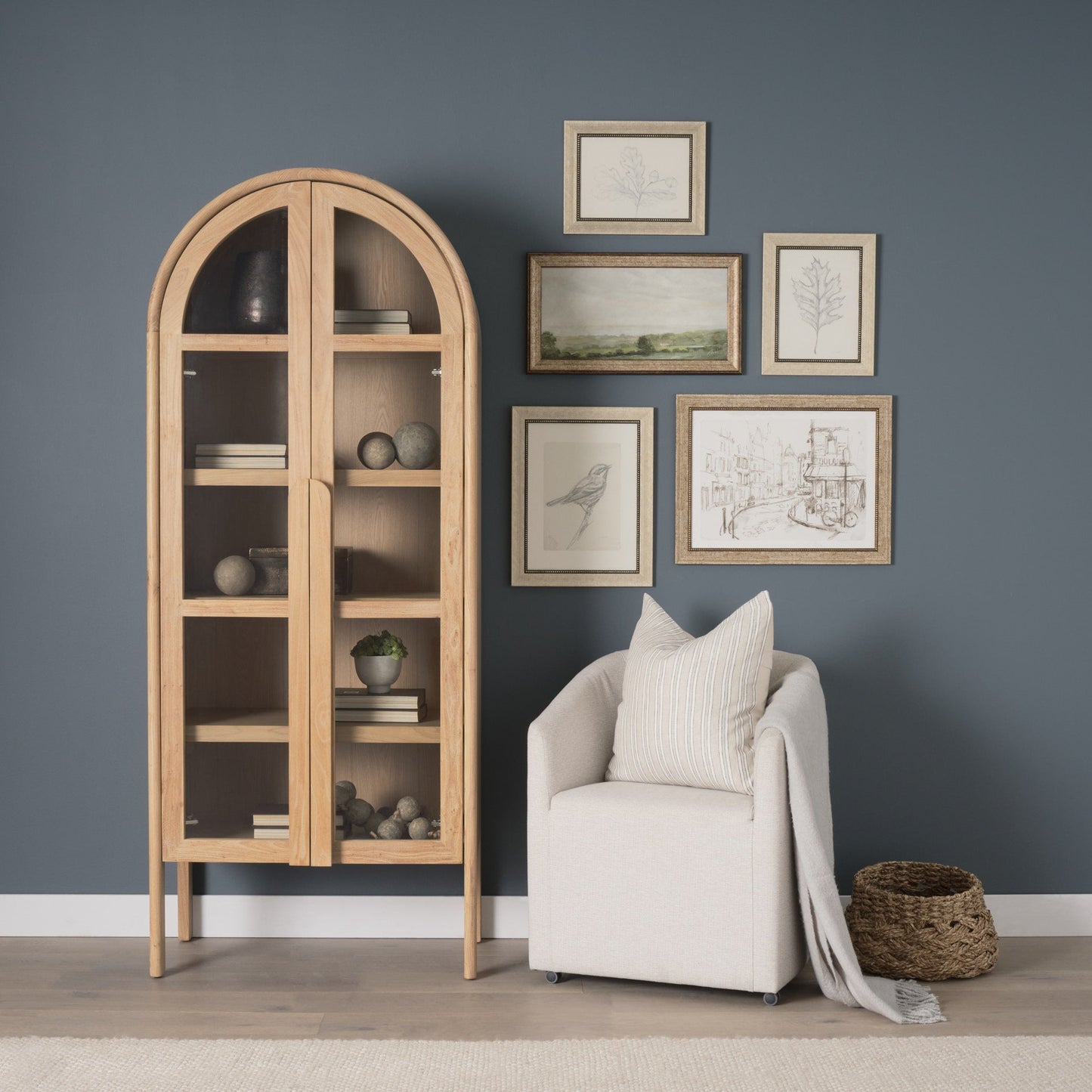 Callum Wooden Brown Arched Bookcase
