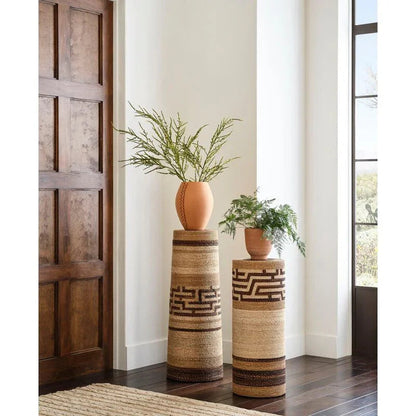 Calusa Abaca Rope Warpped Wooden Pedestal - LOOMLAN - Wildwood - Side Tables