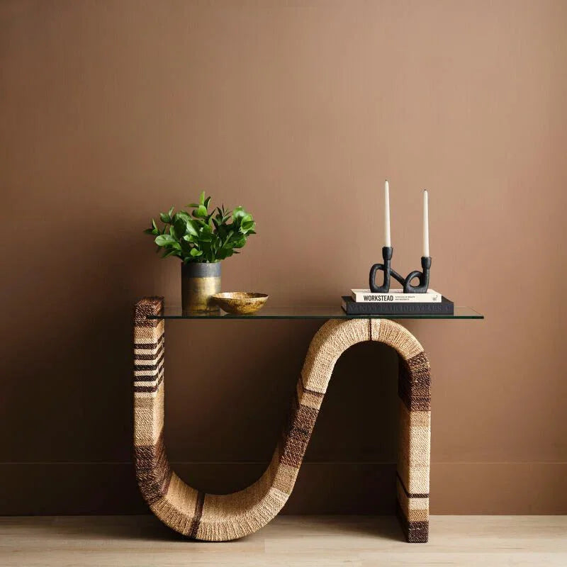 Calusa Curve Glass Top Console Table - LOOMLAN - Wildwood - Console Tables