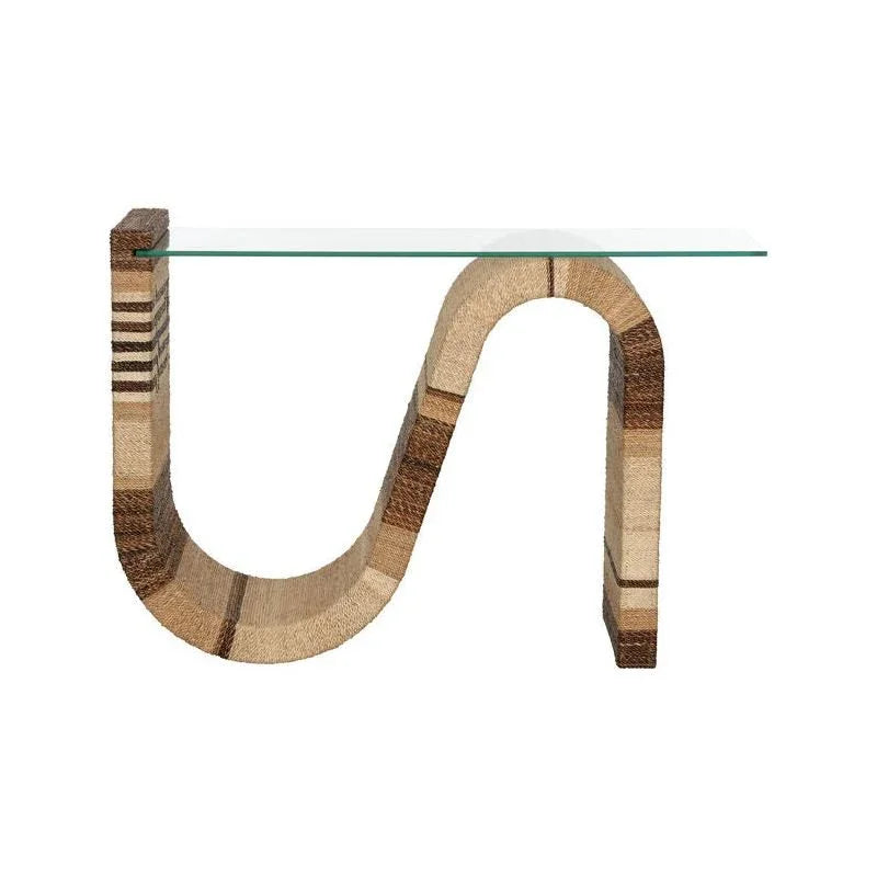 Calusa Curve Glass Top Console Table - LOOMLAN - Wildwood - Console Tables