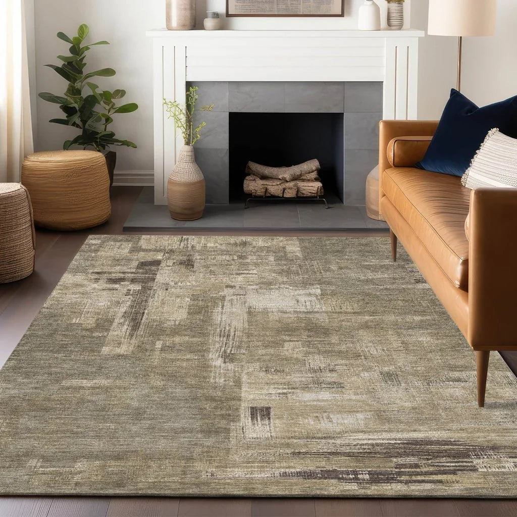 Camalyn Brown Washable Indoor - Outdoor Rug - LOOMLAN - LOOMLAN Rugs - Outdoor Rugs