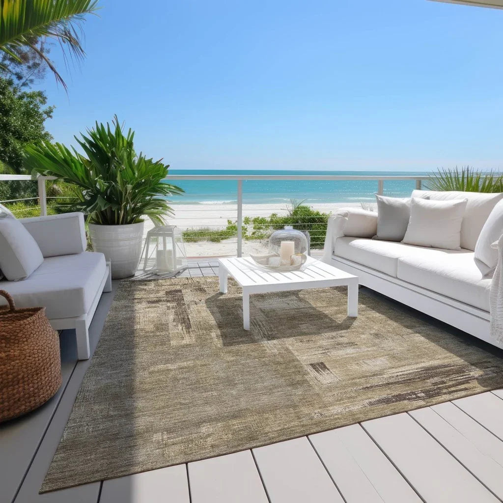 Camalyn Brown Washable Indoor - Outdoor Rug - LOOMLAN - LOOMLAN Rugs - Outdoor Rugs