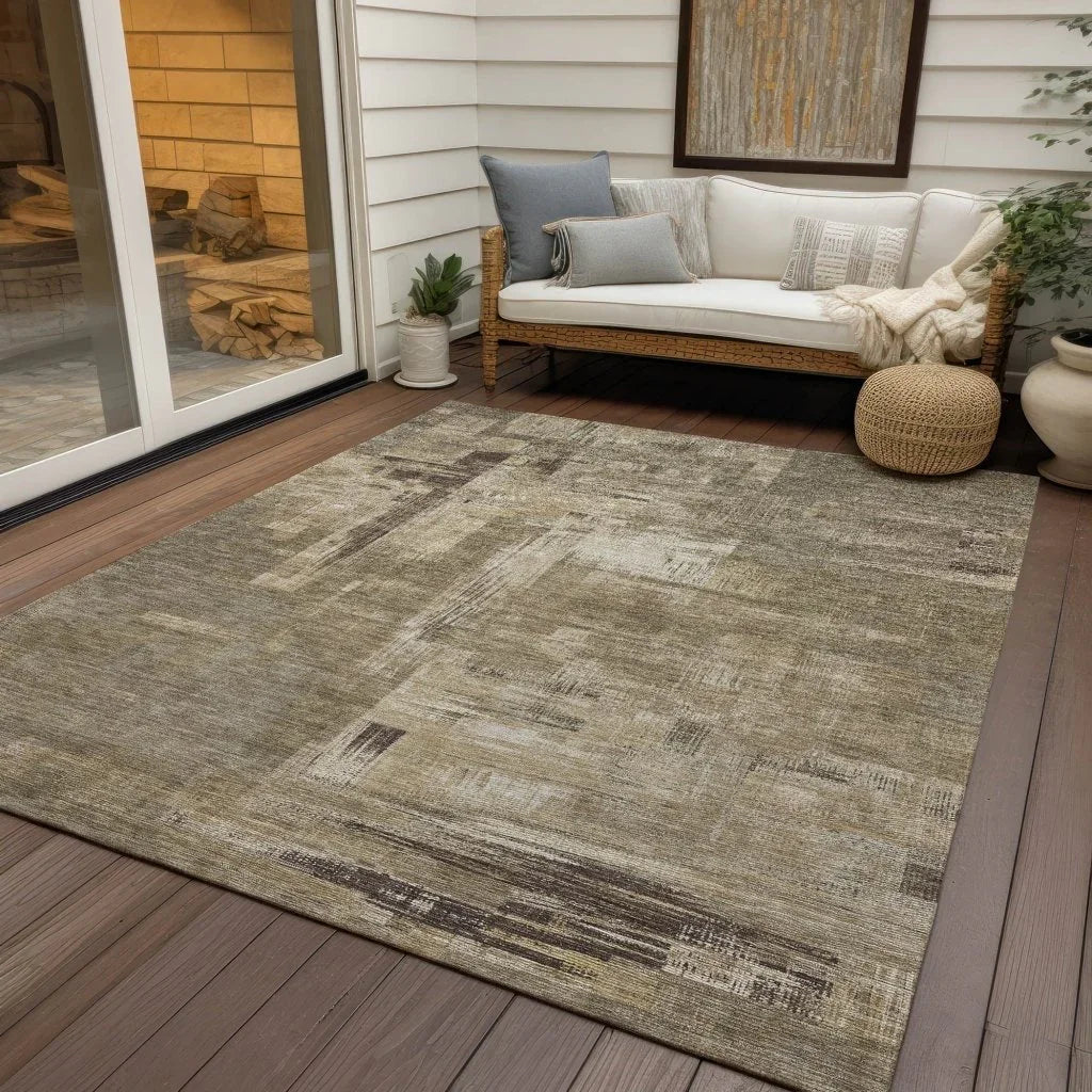 Camalyn Brown Washable Indoor - Outdoor Rug - LOOMLAN - LOOMLAN Rugs - Outdoor Rugs