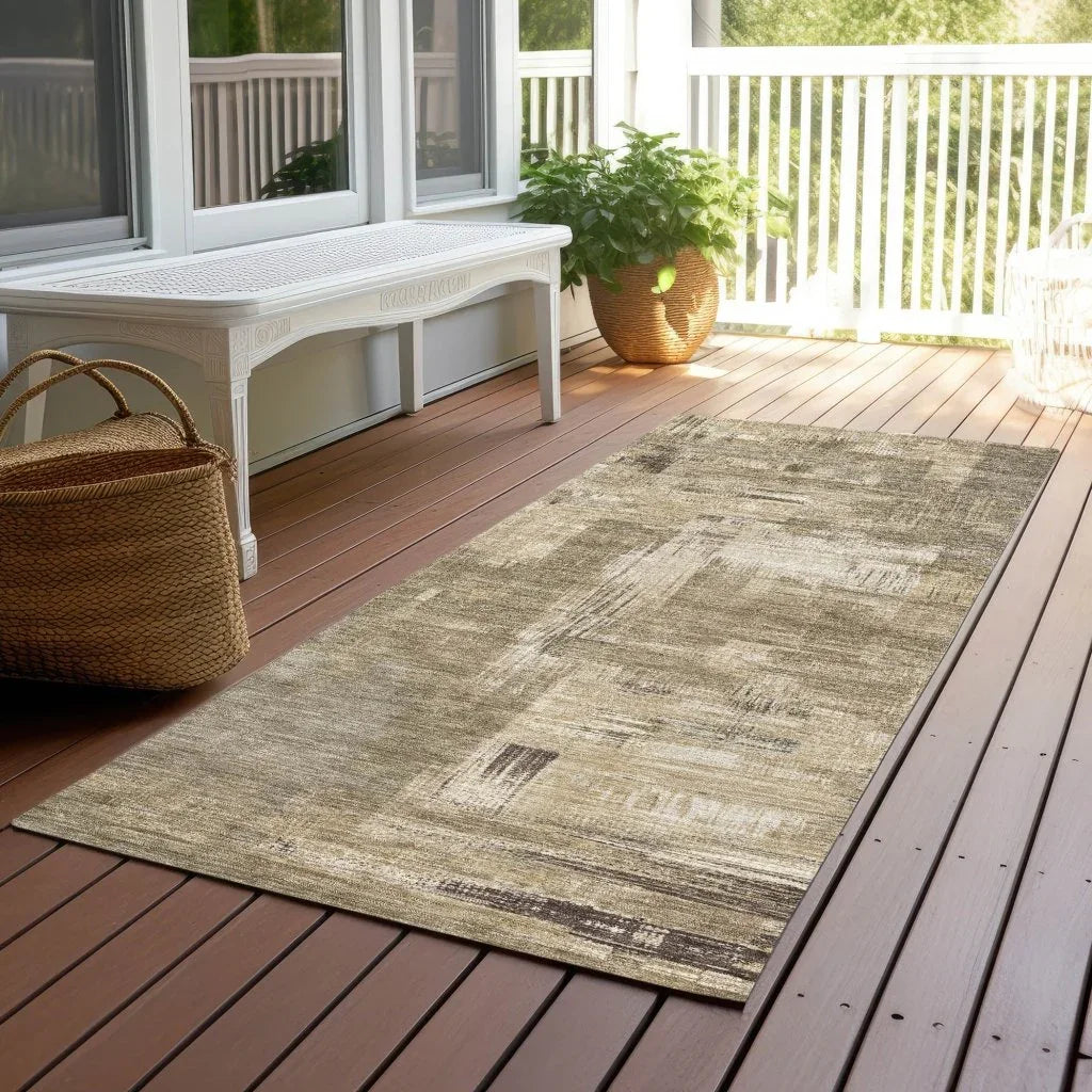 Camalyn Brown Washable Indoor - Outdoor Rug - LOOMLAN - LOOMLAN Rugs - Outdoor Rugs