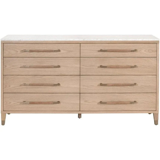 Cambria Marble Top 8 - Drawer Double Dresser - LOOMLAN - Essentials For Living - Dressers