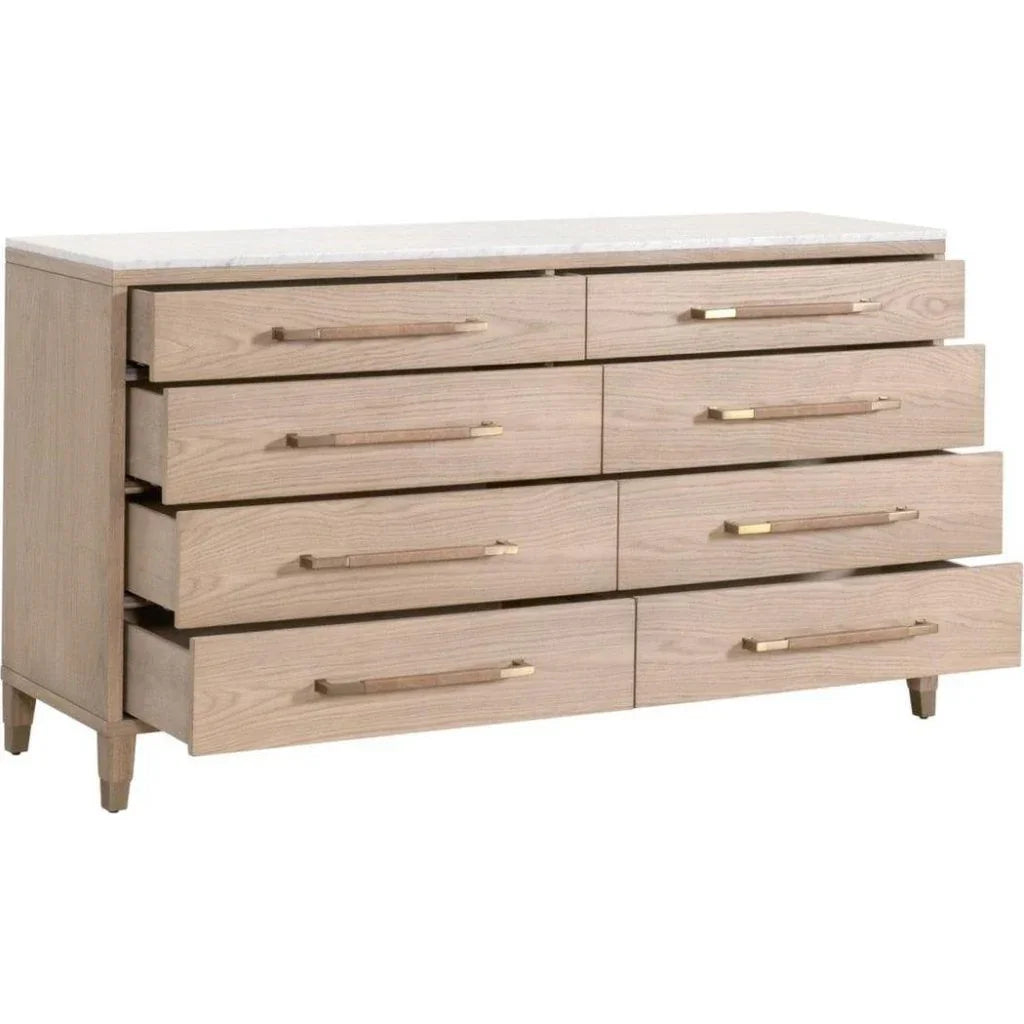 Cambria Marble Top 8 - Drawer Double Dresser - LOOMLAN - Essentials For Living - Dressers