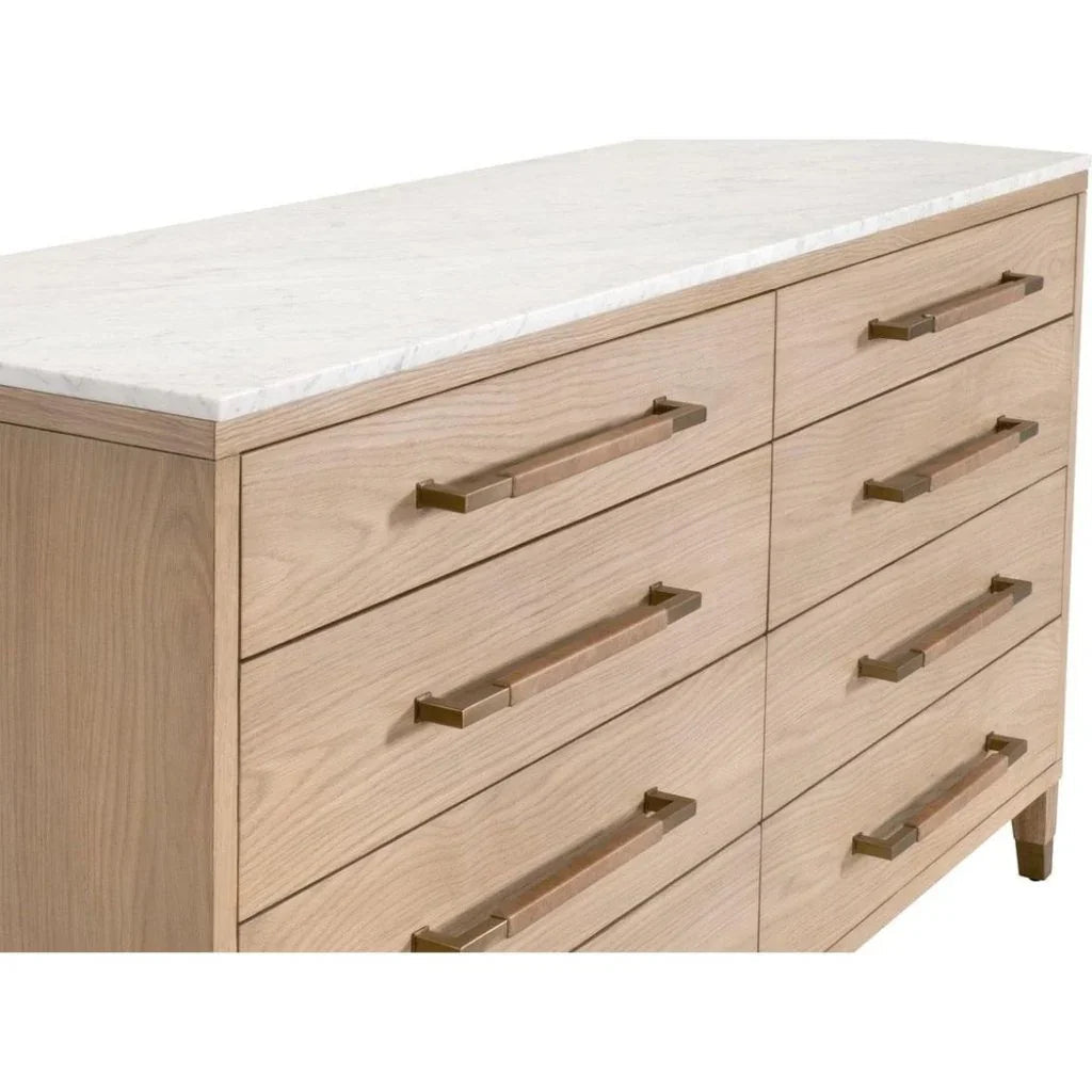 Cambria Marble Top 8 - Drawer Double Dresser - LOOMLAN - Essentials For Living - Dressers