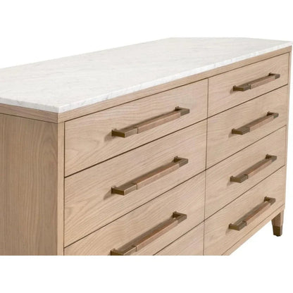 Cambria Marble Top 8 - Drawer Double Dresser - LOOMLAN - Essentials For Living - Dressers