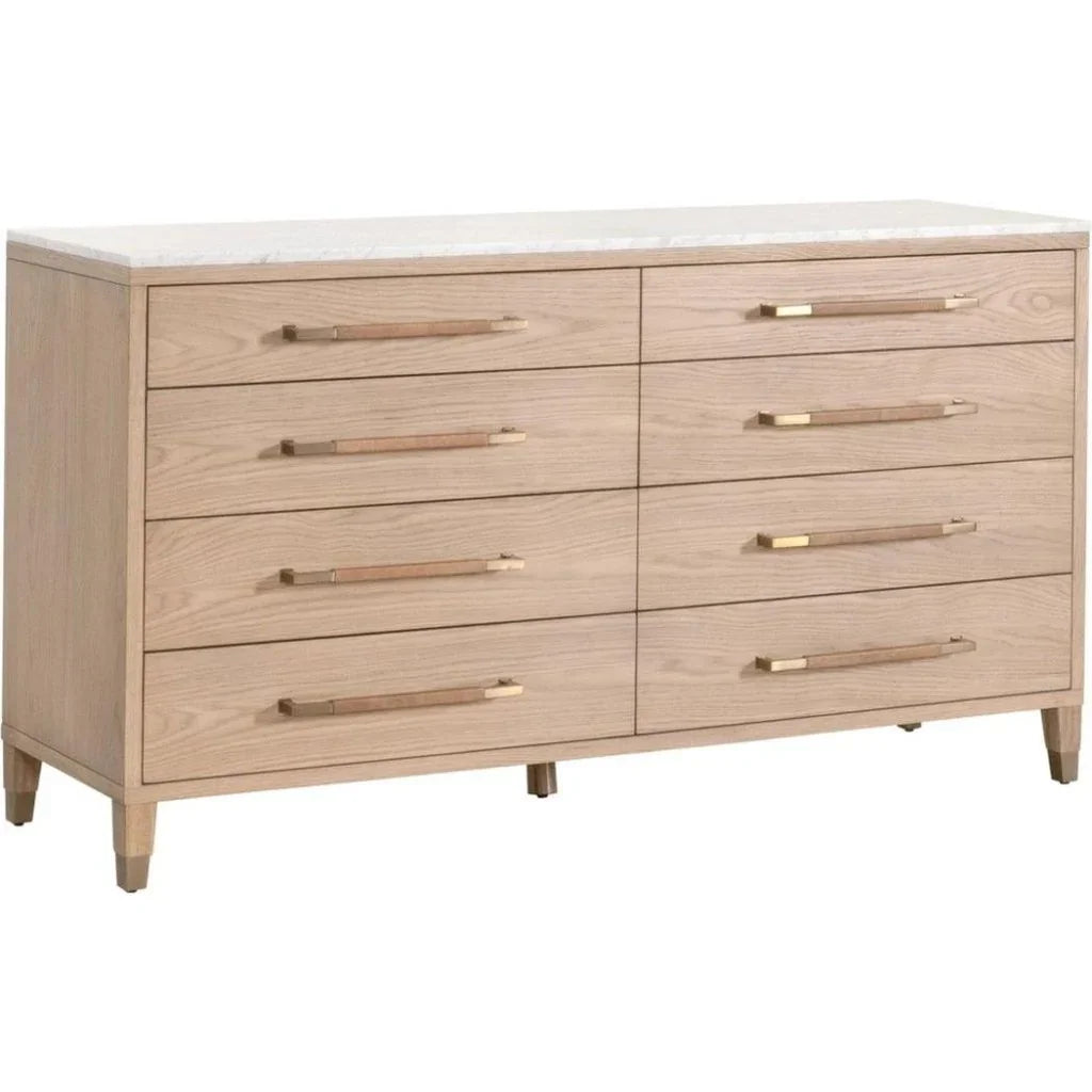 Cambria Marble Top 8 - Drawer Double Dresser - LOOMLAN - Essentials For Living - Dressers