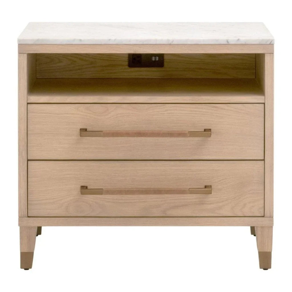 Cambria Marble Topped 2 - Drawer Nightstand - LOOMLAN - Essentials For Living - Nightstands