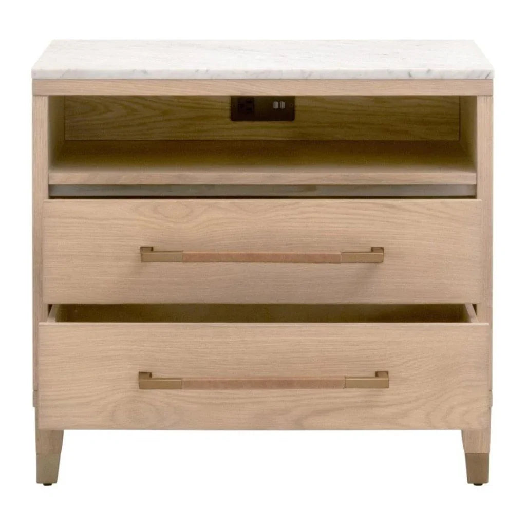 Cambria Marble Topped 2 - Drawer Nightstand - LOOMLAN - Essentials For Living - Nightstands