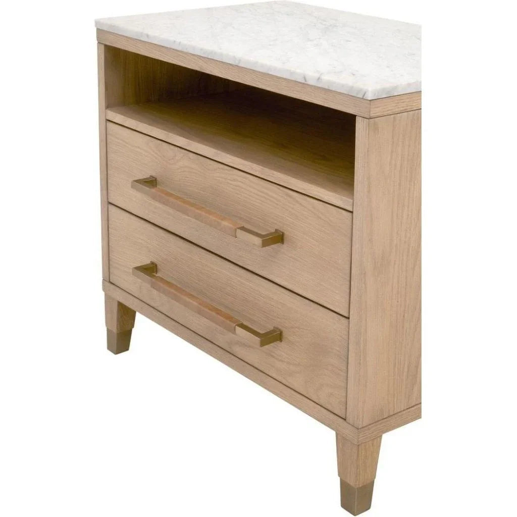 Cambria Marble Topped 2 - Drawer Nightstand - LOOMLAN - Essentials For Living - Nightstands