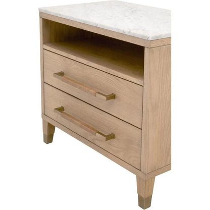 Cambria Marble Topped 2 - Drawer Nightstand - LOOMLAN - Essentials For Living - Nightstands