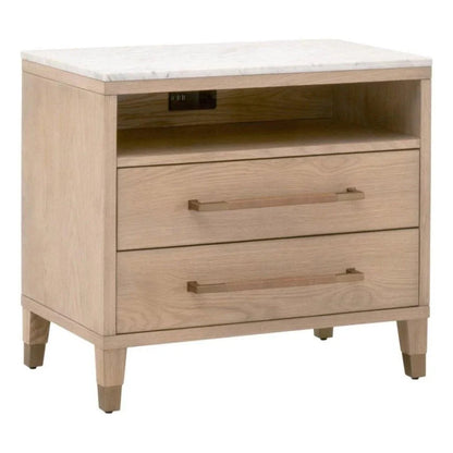 Cambria Marble Topped 2 - Drawer Nightstand - LOOMLAN - Essentials For Living - Nightstands