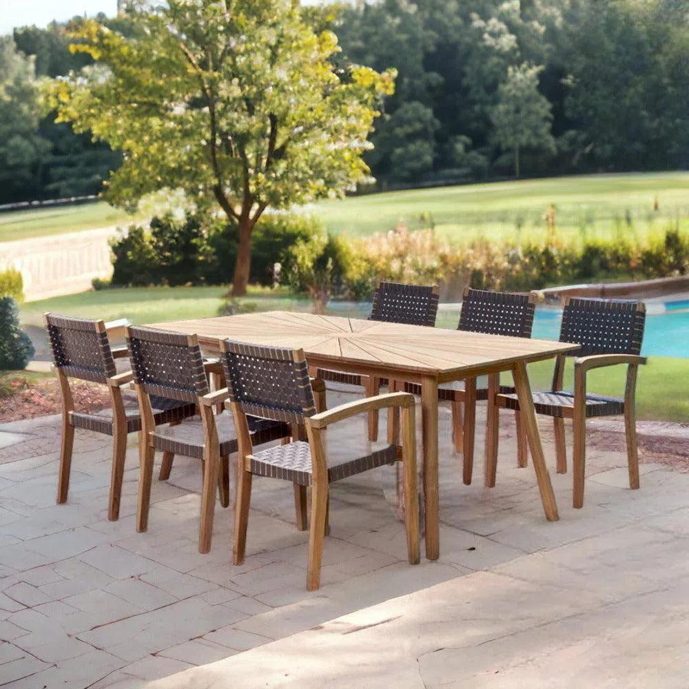 Cambria Rectangular Teak Outdoor Dining Table-Outdoor Dining Tables-HiTeak-LOOMLAN