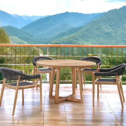 Cambria Round Teak Outdoor Dining Table-Outdoor Dining Tables-HiTeak-LOOMLAN