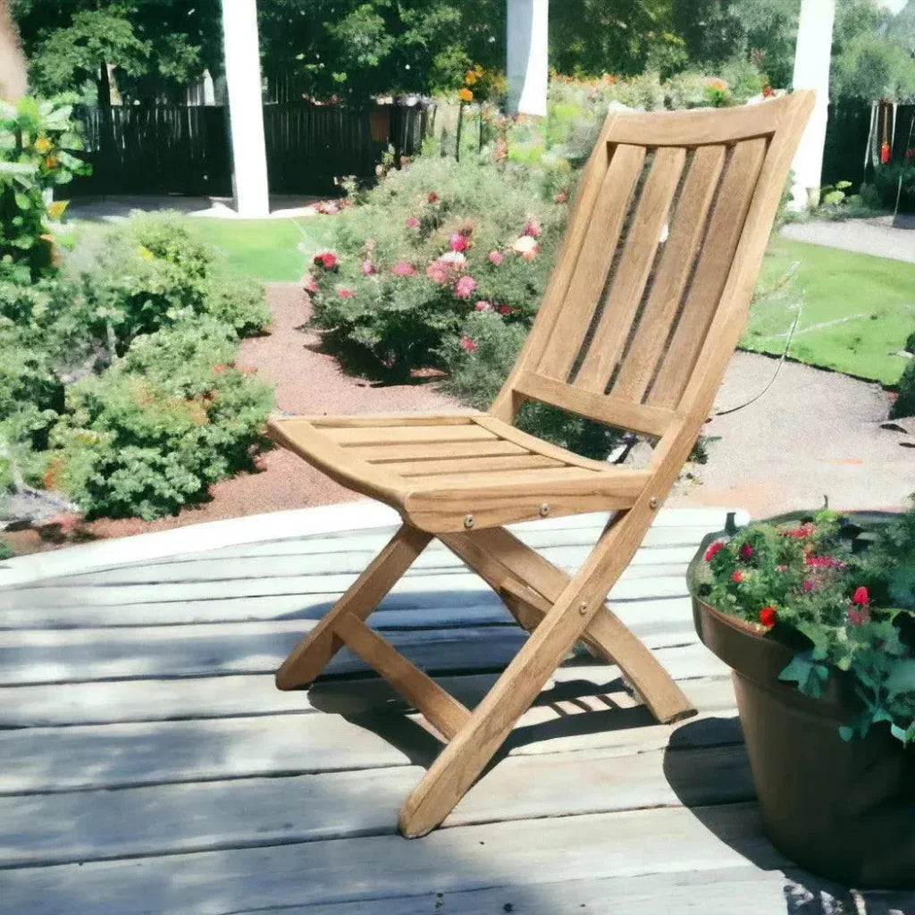 Cambria Teak Outdoor Folding Chair-Outdoor Lounge Chairs-HiTeak-LOOMLAN