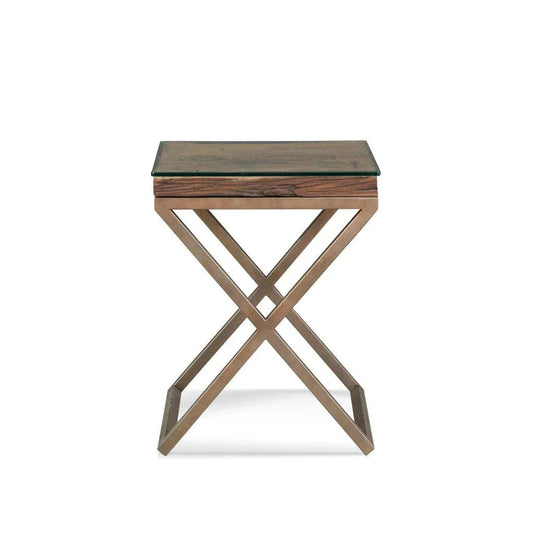 Cambria Wood & Glass Brown Square End Table - LOOMLAN - Bassett Mirror - Side Tables