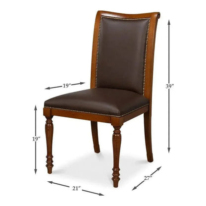 Camile Leather Brown Armless Side Chair 2PC - LOOMLAN - Sarreid - Accent Chairs