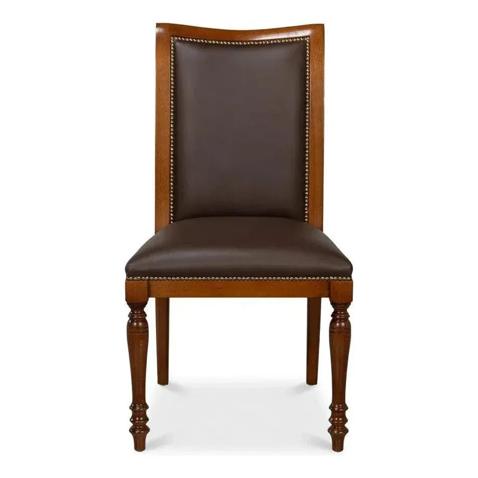 Camile Leather Brown Armless Side Chair 2PC - LOOMLAN - Sarreid - Accent Chairs