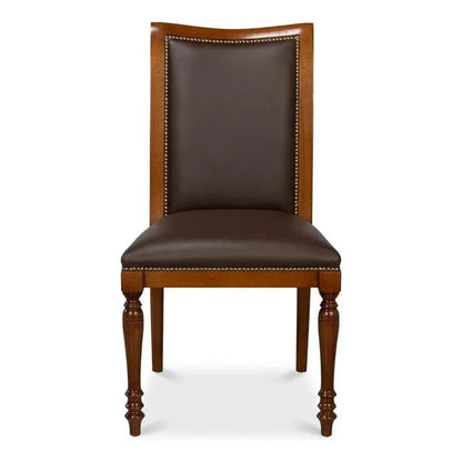 Camile Leather Brown Armless Side Chair 2PC - LOOMLAN - Sarreid - Accent Chairs
